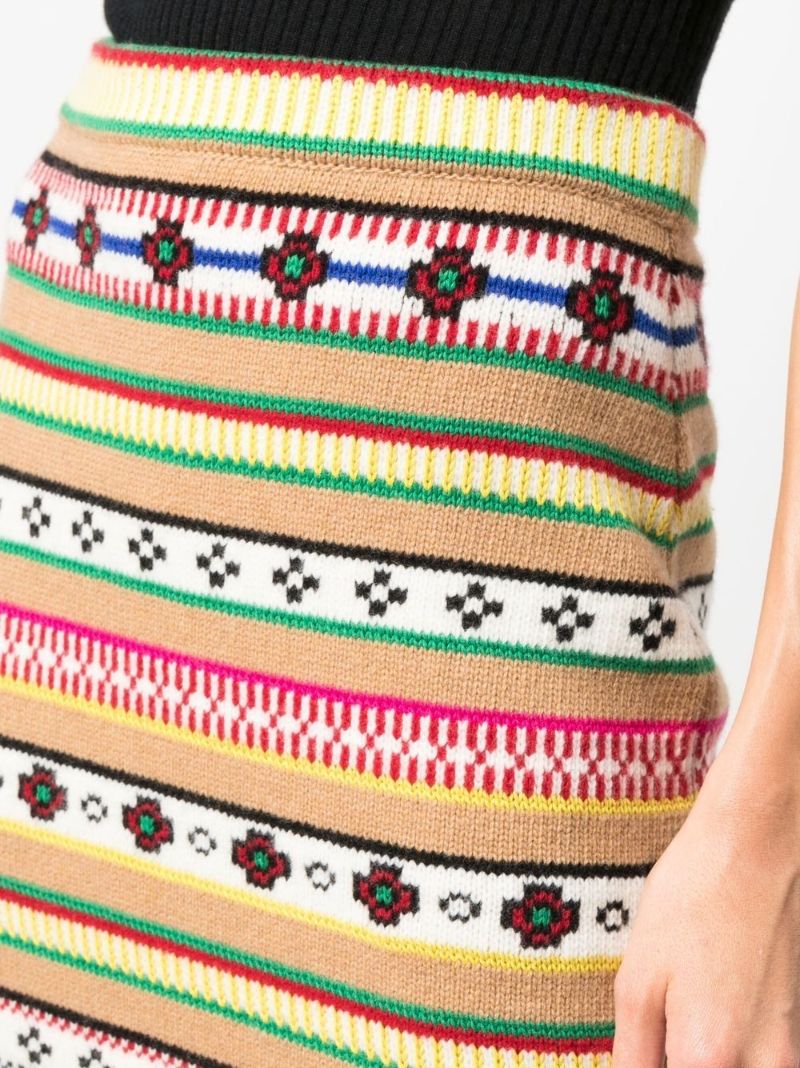 Neutral Fairisle Jacquard Stripe Skirt