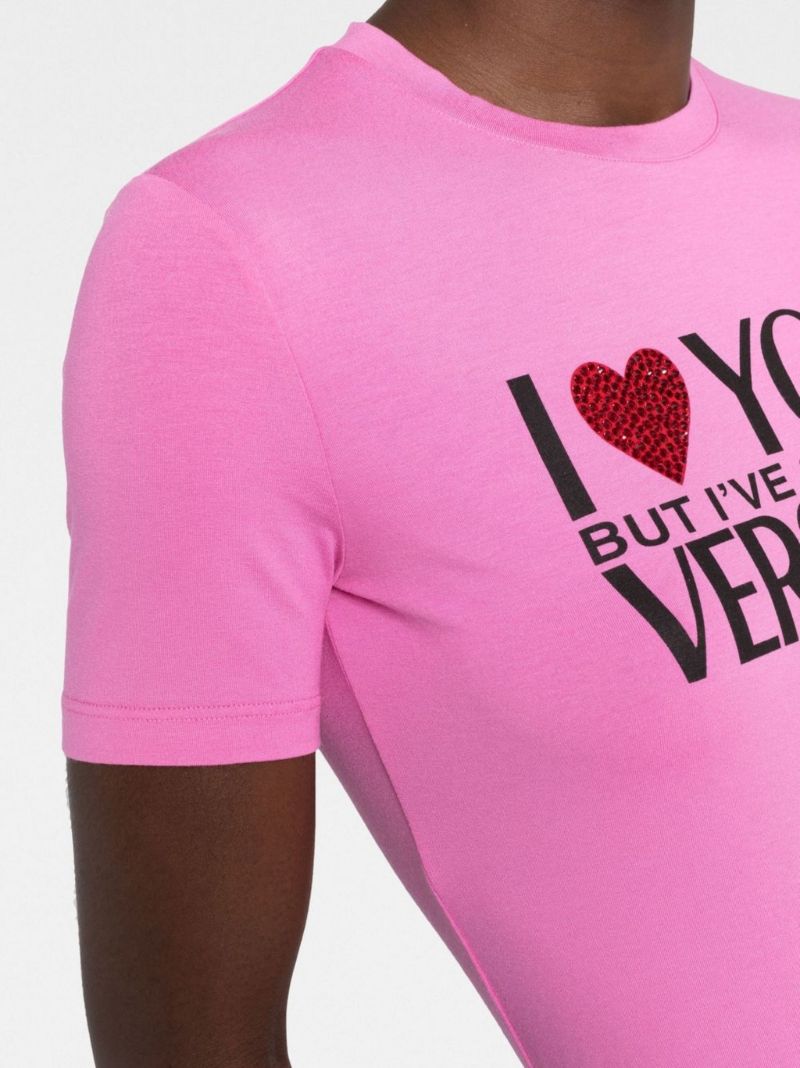 Pink I Love You Print T-shirt