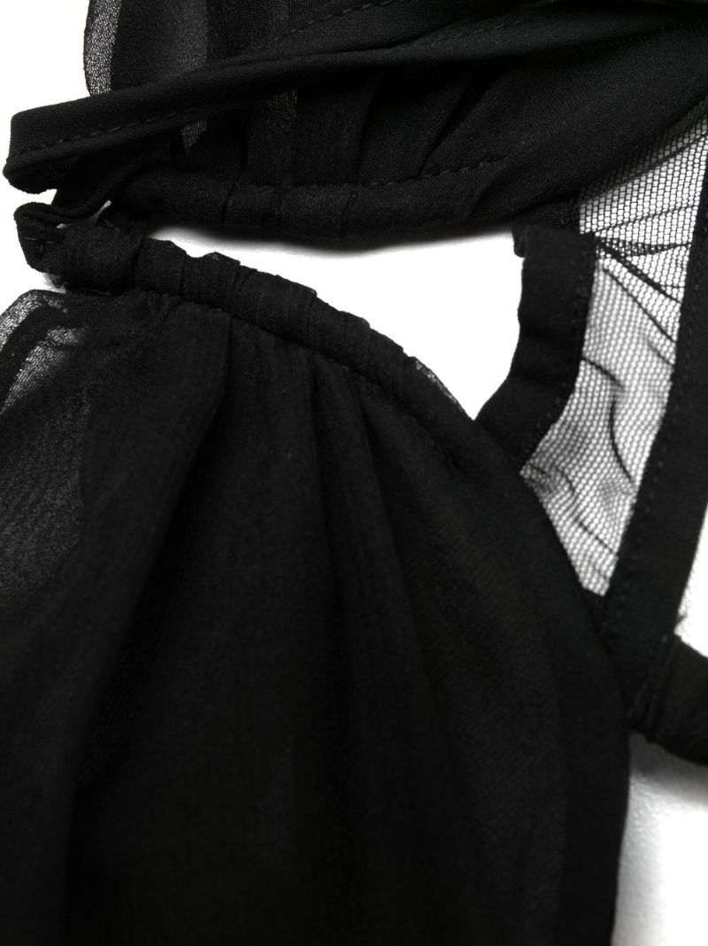 Black Sheer-panel Halterneck Bra