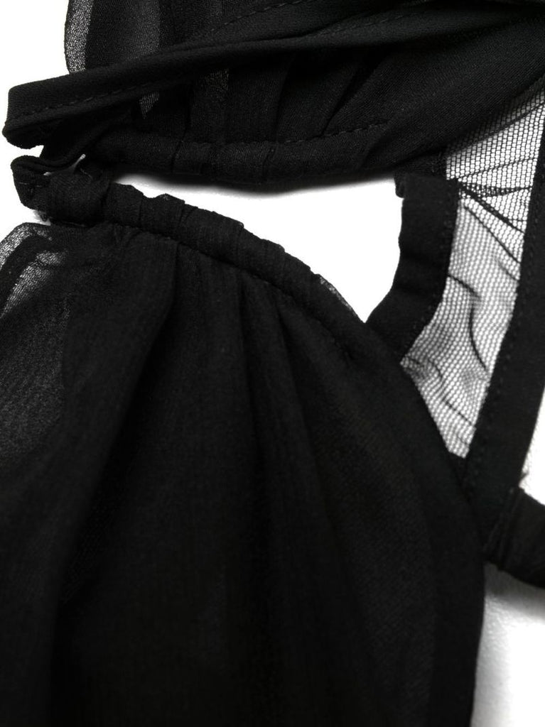 Black Sheer-panel Halterneck Bra
