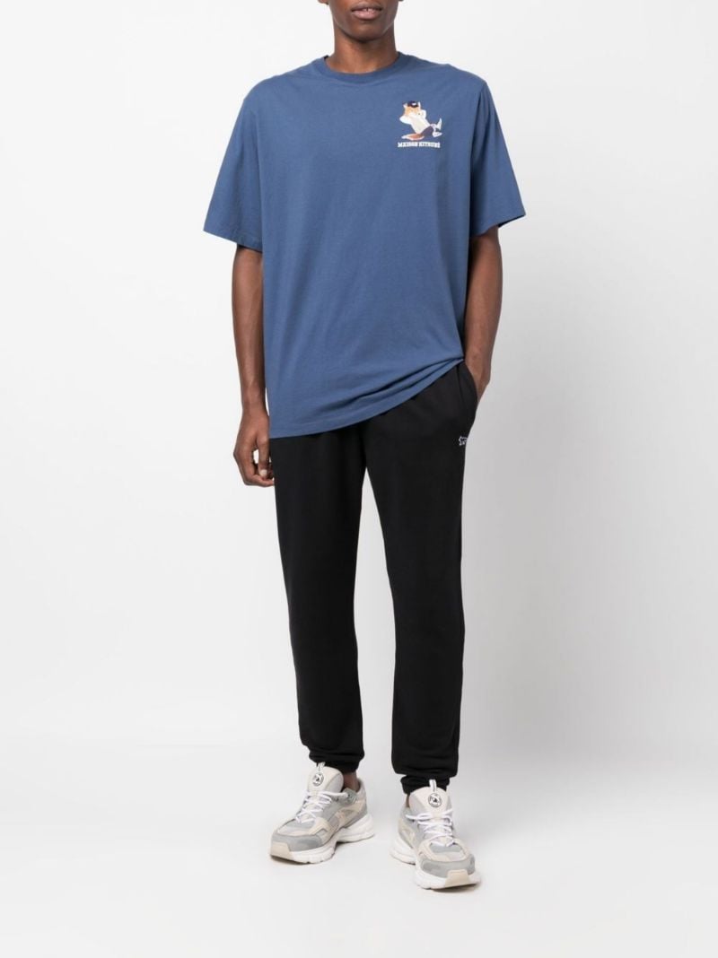 Black Fox Patch Cotton Track Pants