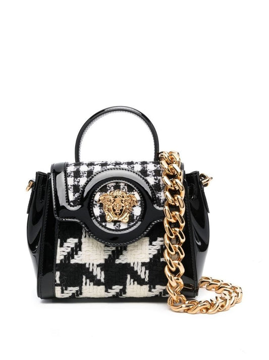 Black La Medusa Small Tweed Top Handle Bag