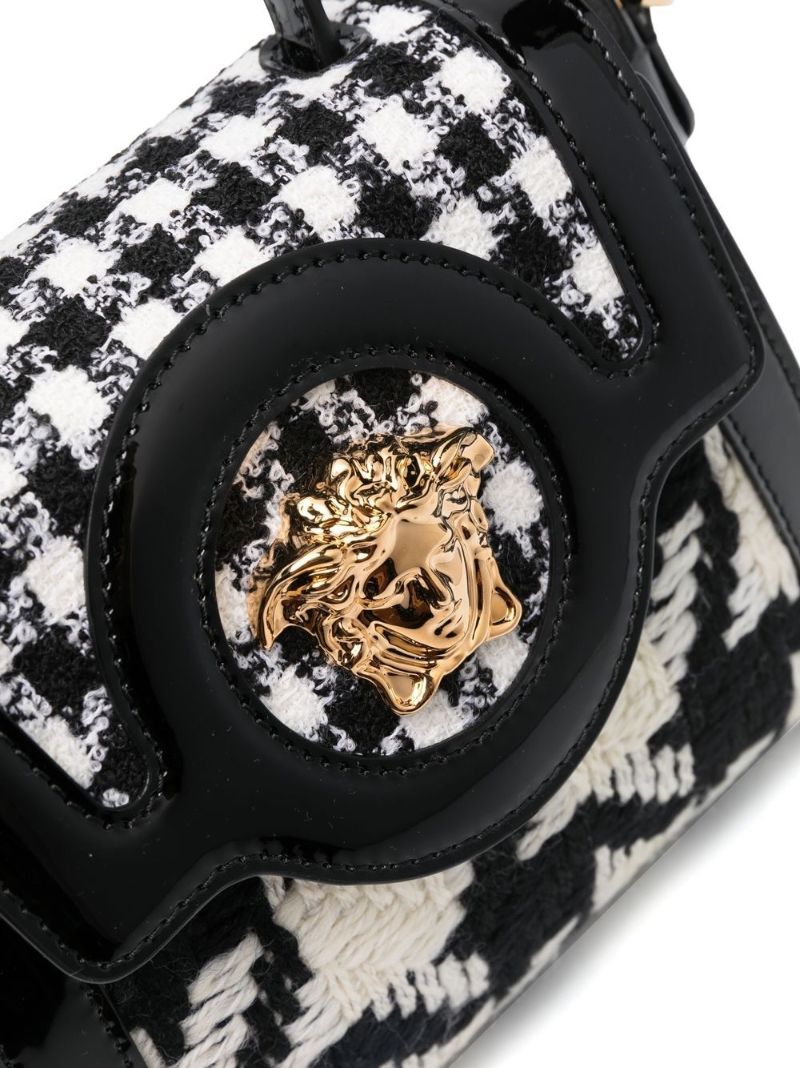 Black La Medusa Small Tweed Top Handle Bag