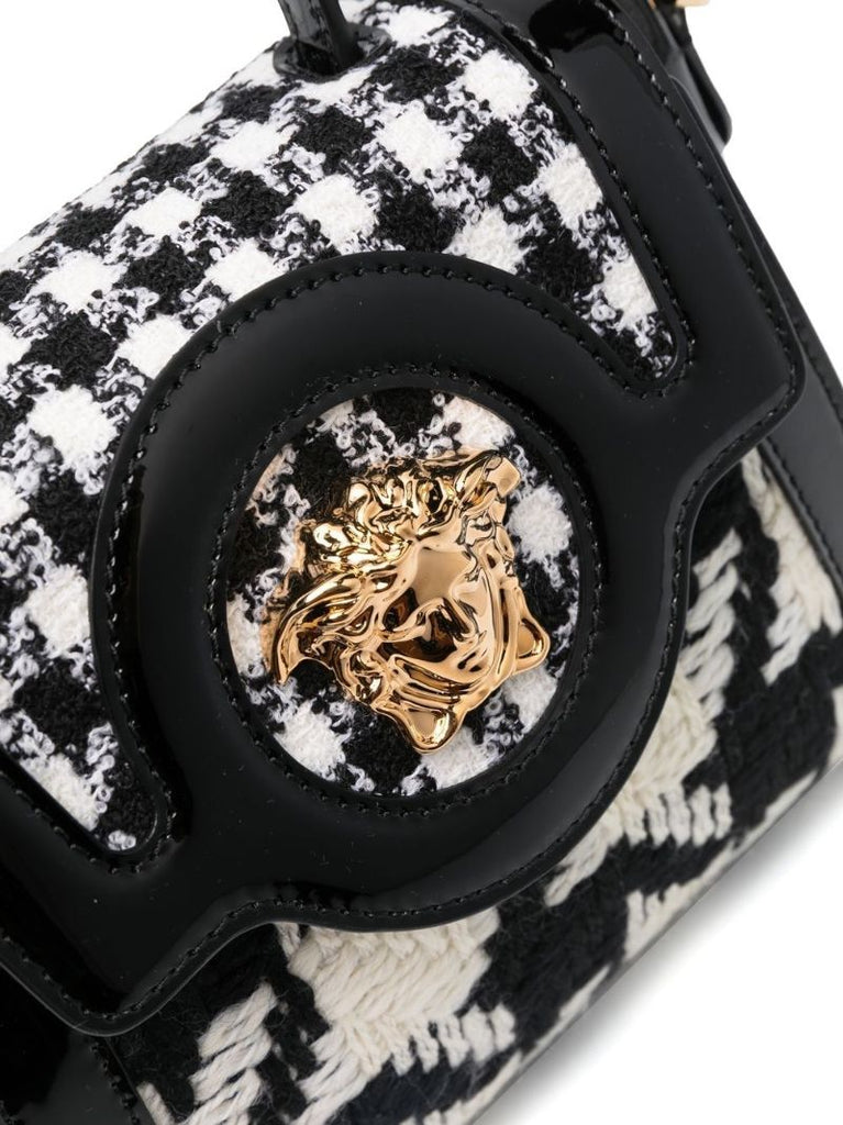 Black La Medusa Small Tweed Top Handle Bag