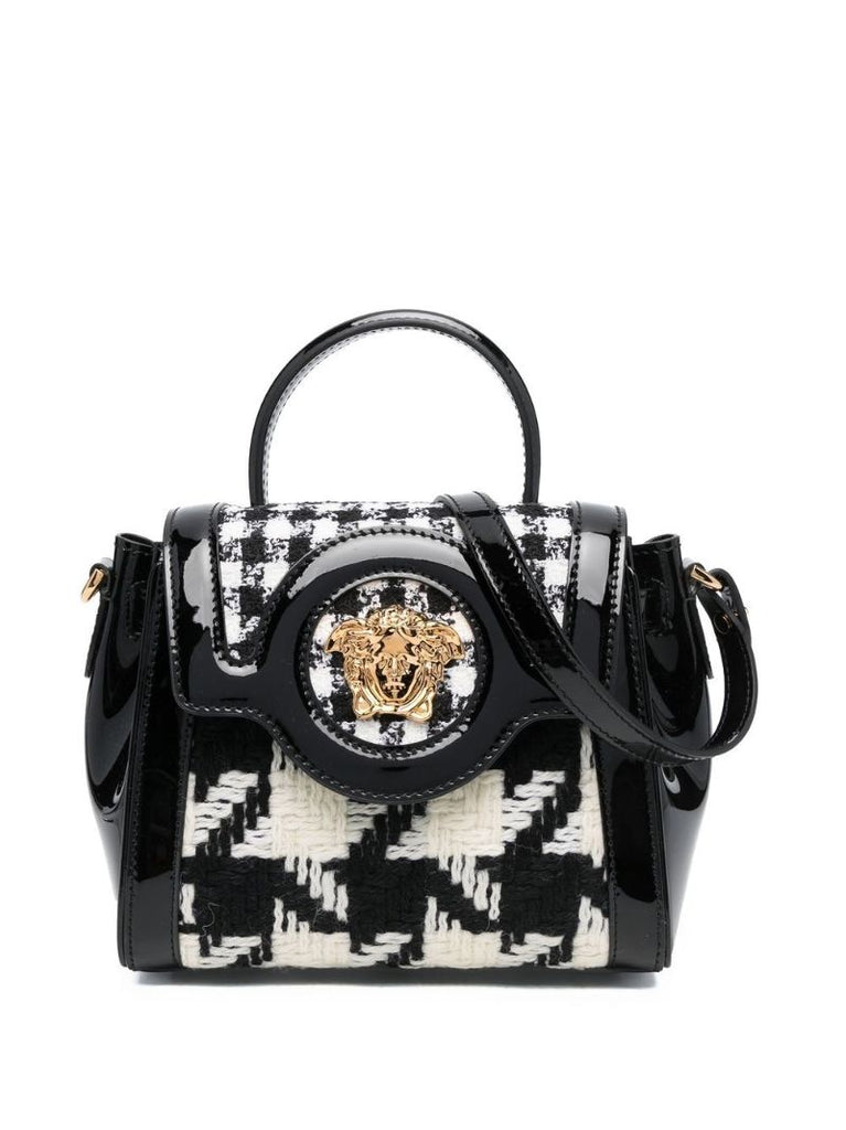 Black La Medusa Small Tweed Top Handle Bag