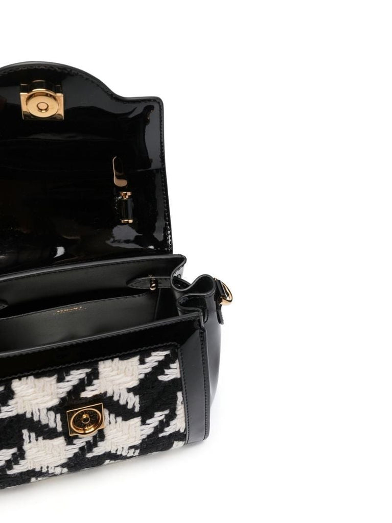 Black La Medusa Small Tweed Top Handle Bag
