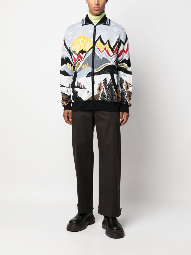 Blue Mountain Intarsia Zip-up Cardigan