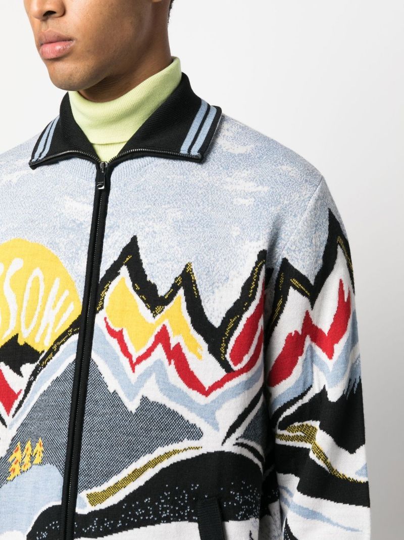 Blue Mountain Intarsia Zip-up Cardigan