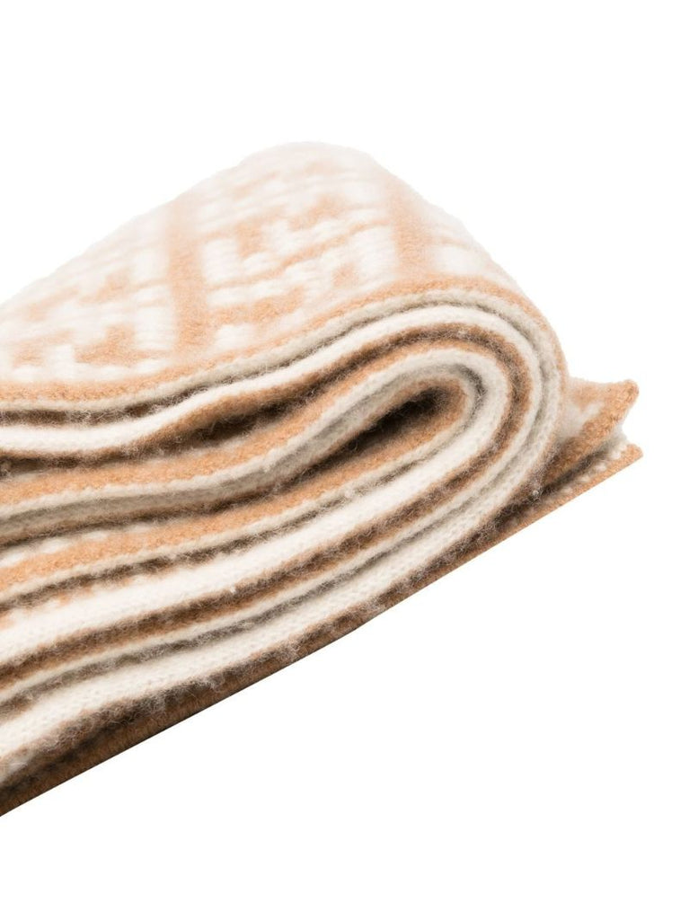 Neutral Ff Jacquard Cashmere Scarf