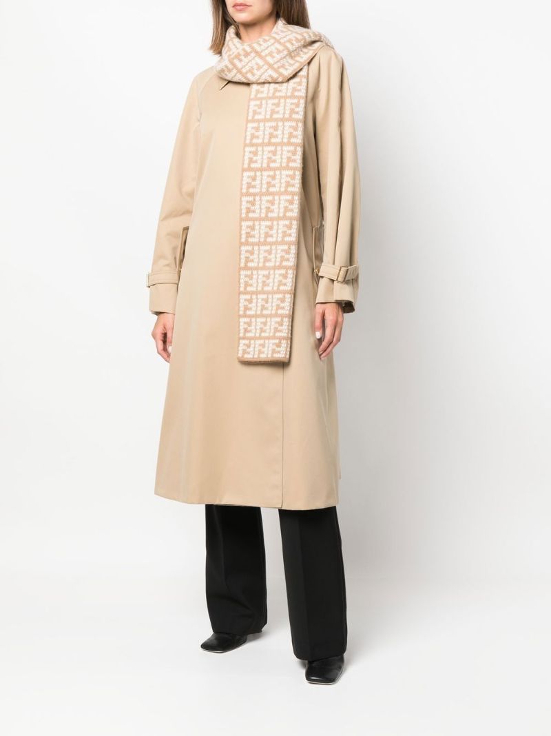 Neutral Ff Jacquard Cashmere Scarf