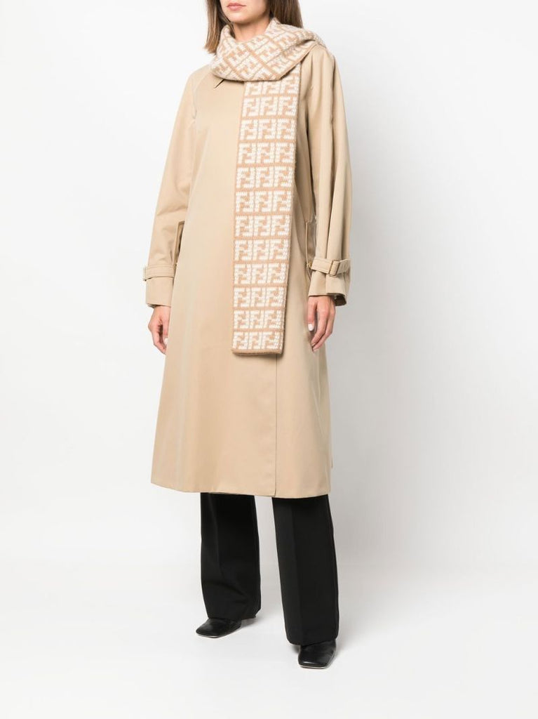 Neutral Ff Jacquard Cashmere Scarf