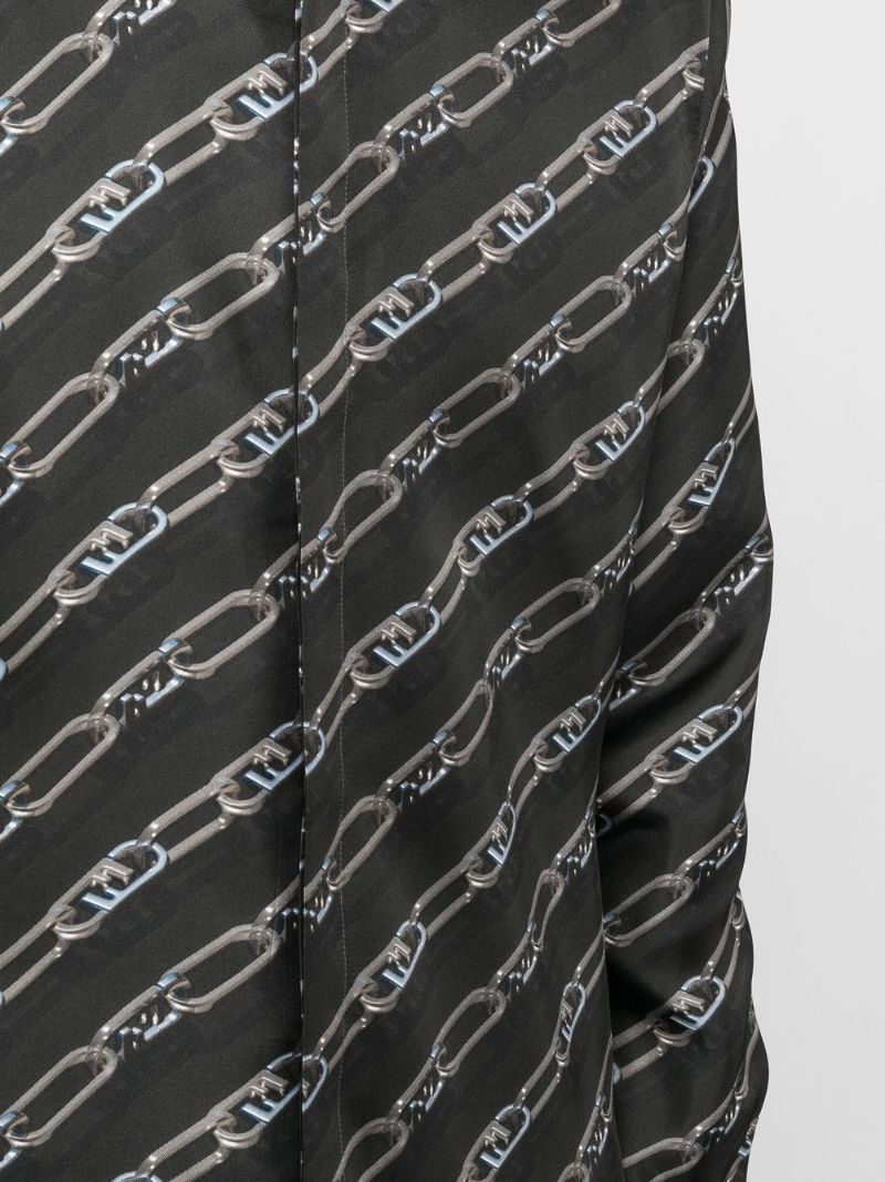 Black Ff Logo Print Silk Shirt