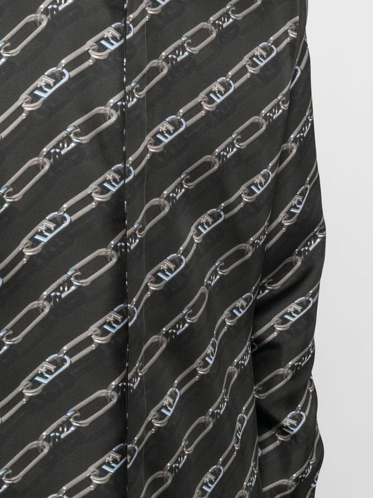 Black Ff Logo Print Silk Shirt