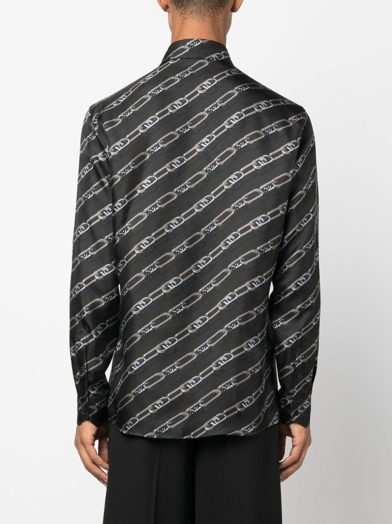Black Ff Logo Print Silk Shirt
