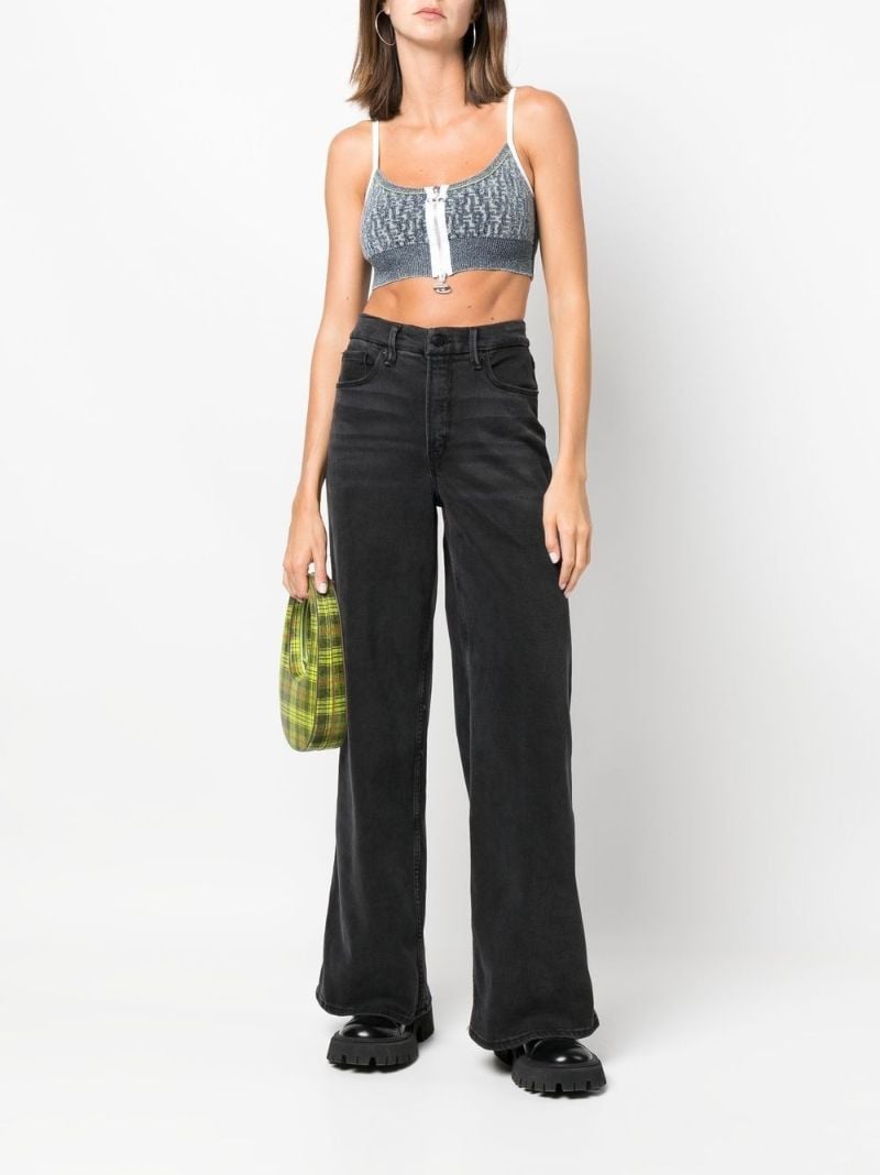 Blue M-ercilla Jacquard-logo Cropped Top