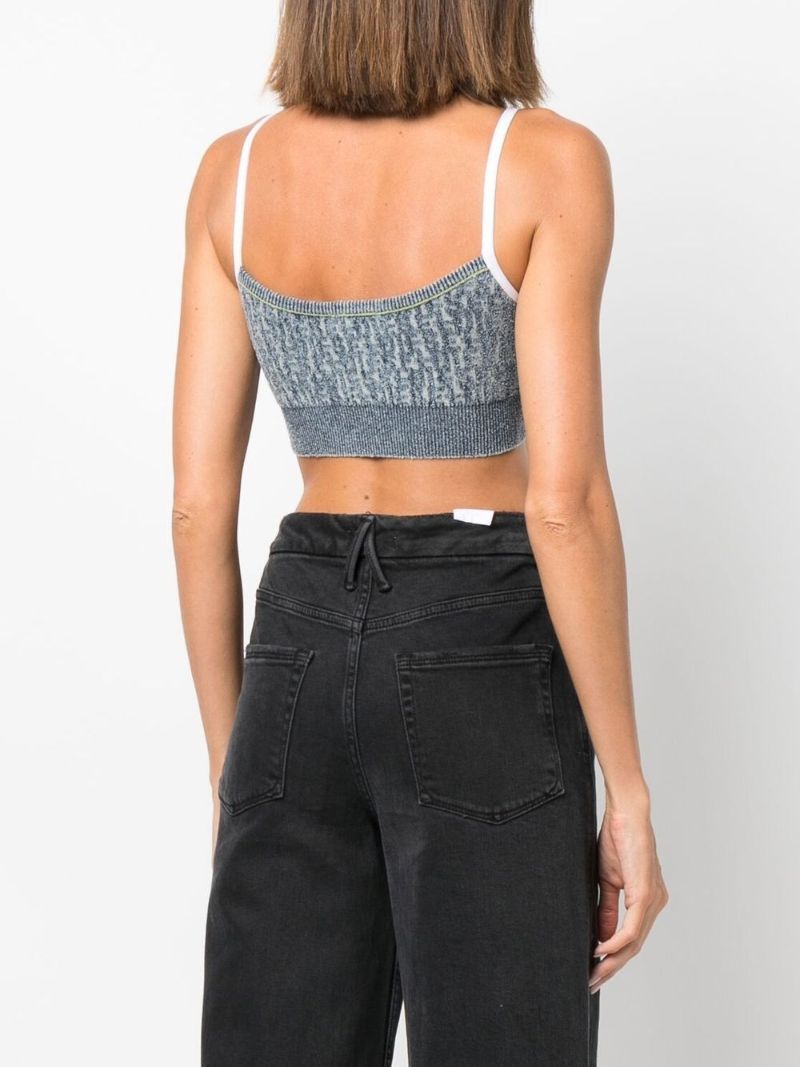 Blue M-ercilla Jacquard-logo Cropped Top