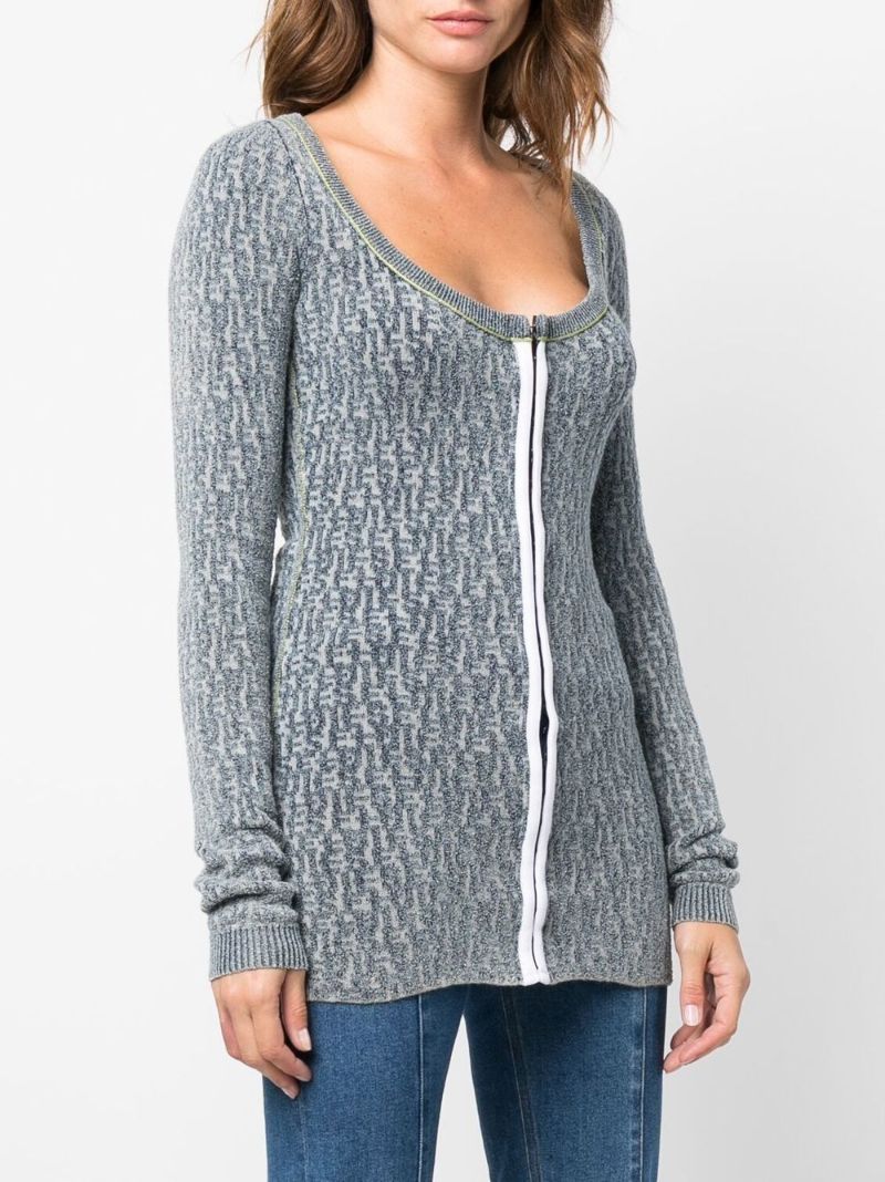 Blue M-ercilla-card Knitted Cardigan