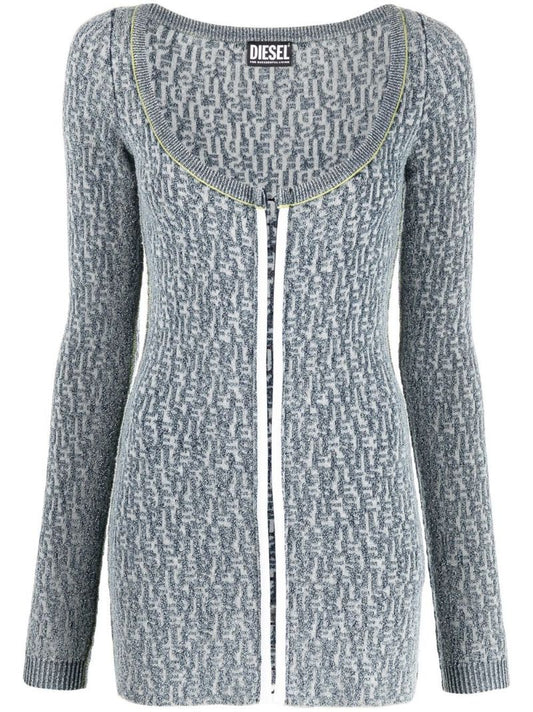 Blue M-ercilla-card Knitted Cardigan
