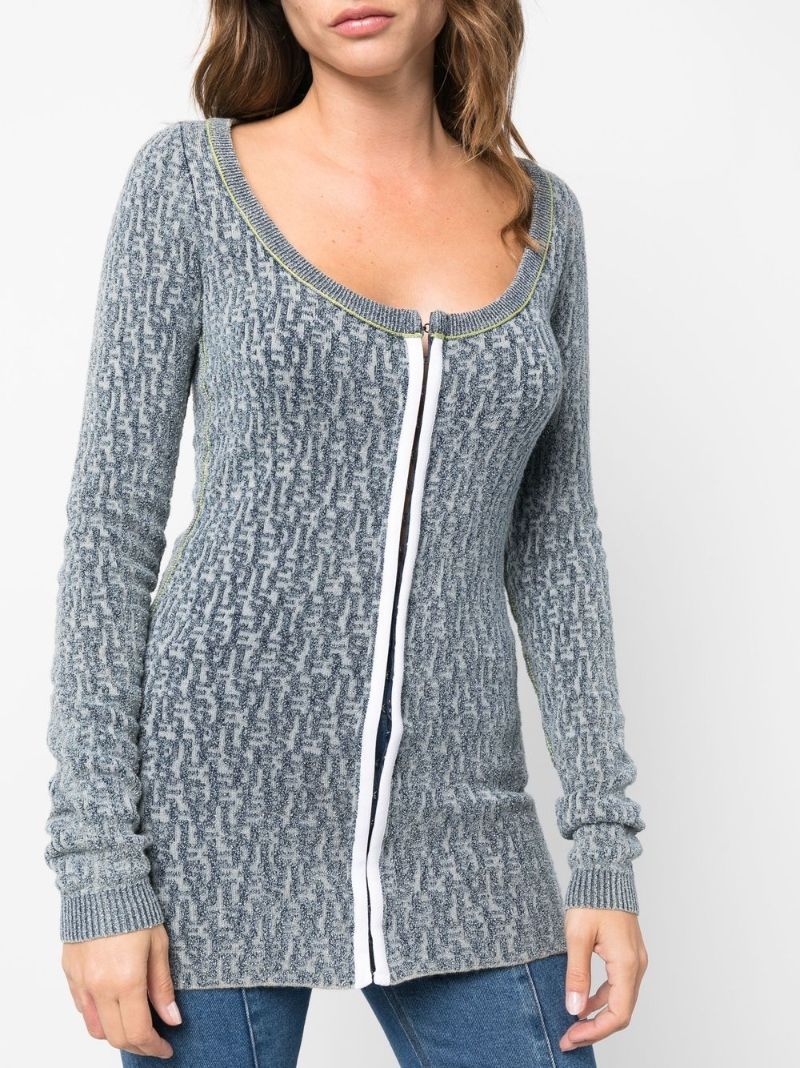 Blue M-ercilla-card Knitted Cardigan