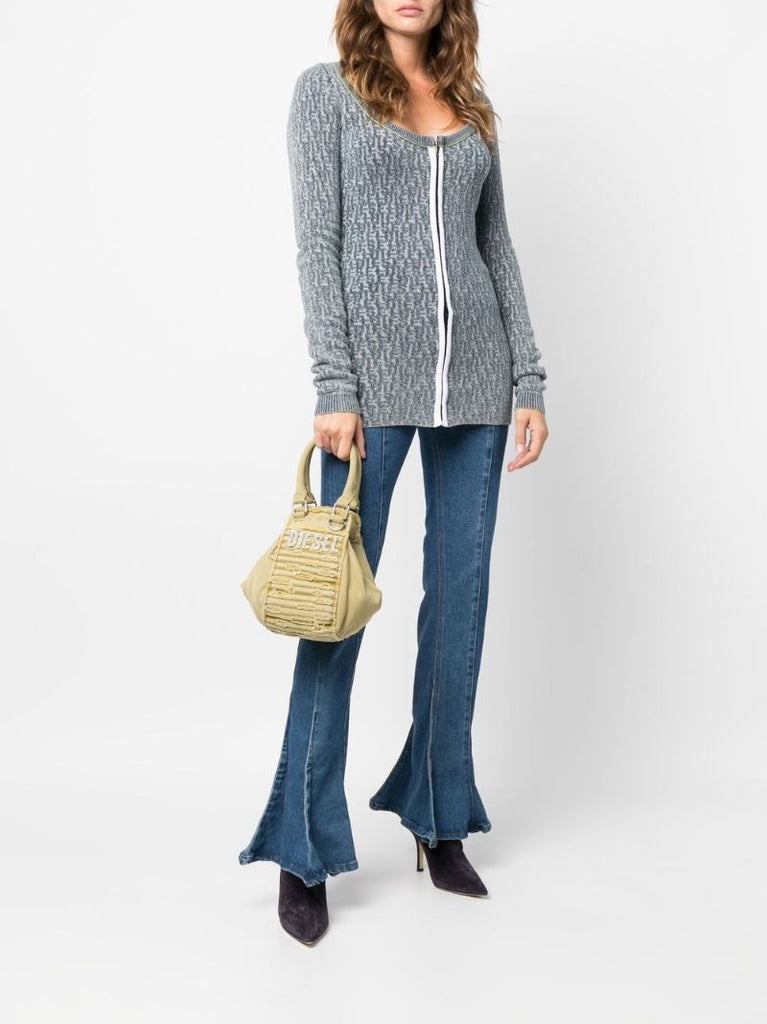 Blue M-ercilla-card Knitted Cardigan