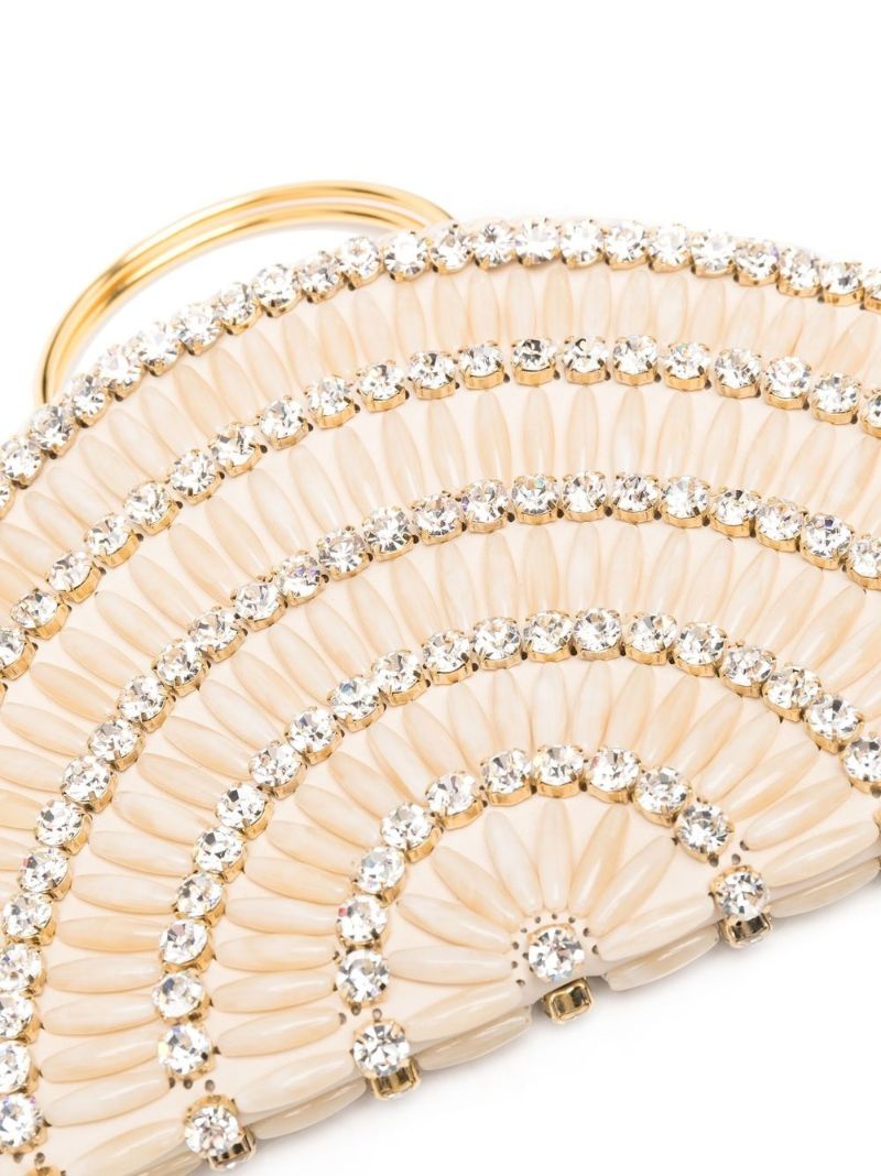 Neutral Crystal Embellished Half-moon Tote Bag