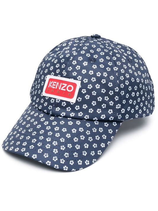 Blue Floral Print Baseball Cap
