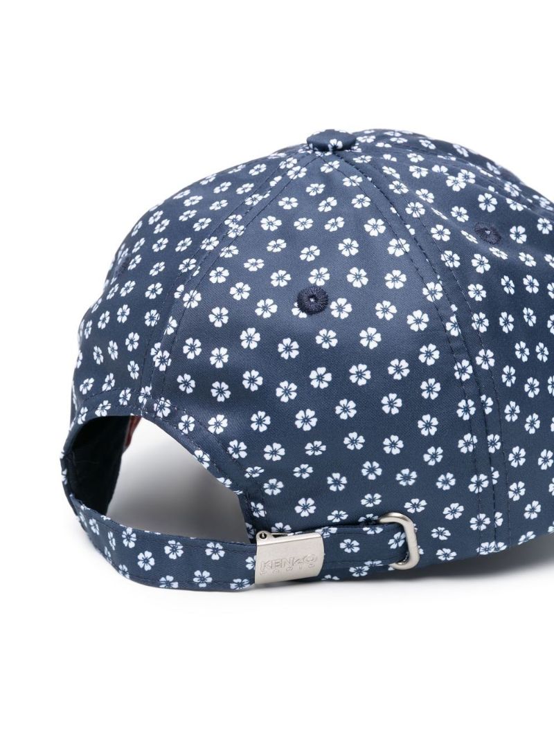 Blue Floral Print Baseball Cap