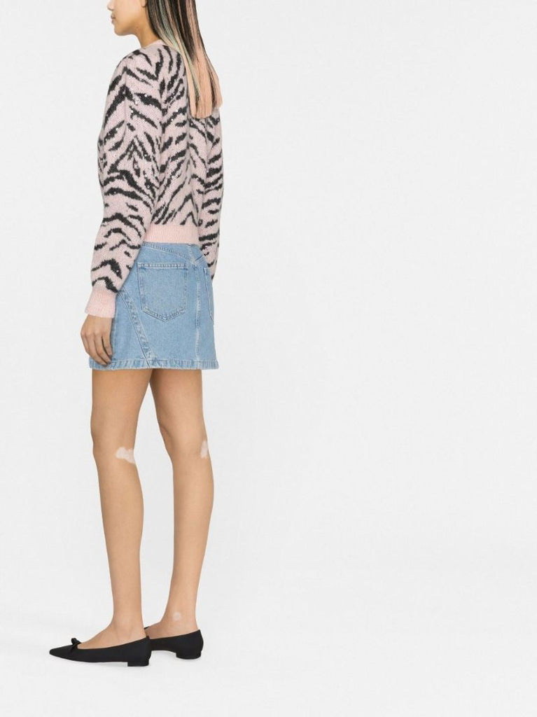 Pink Zebra Intarsia Crystal Embellished Cardigan