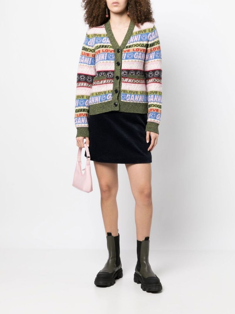 Green Logo Jacquard Cardigan