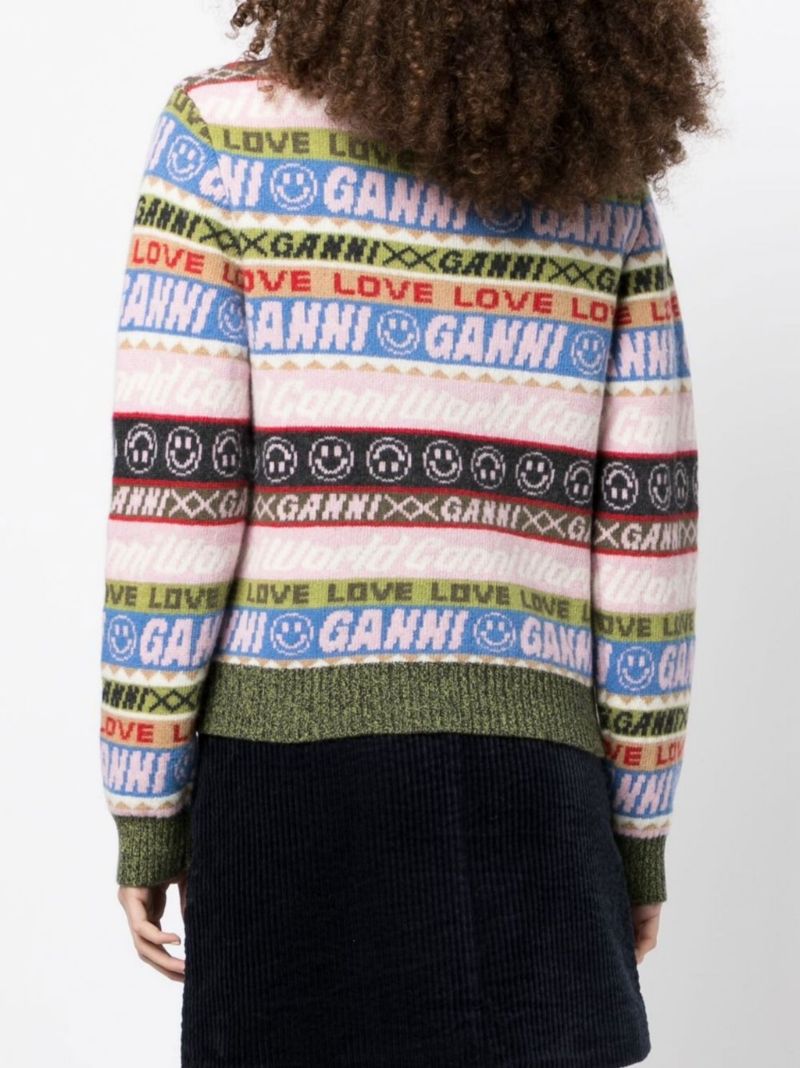 Green Logo Jacquard Cardigan