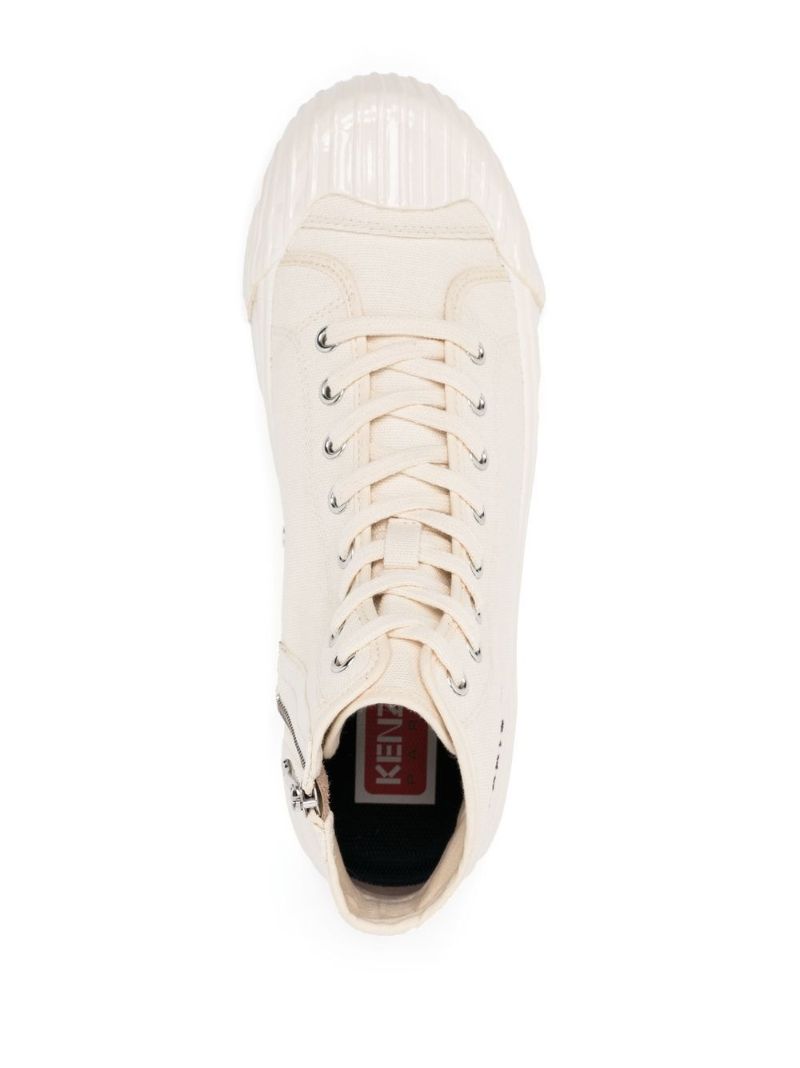 Neutral Logo Embroidered Hi-top Sneakers