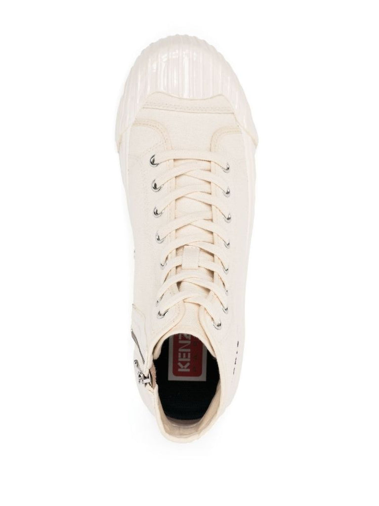 Neutral Logo Embroidered Hi-top Sneakers