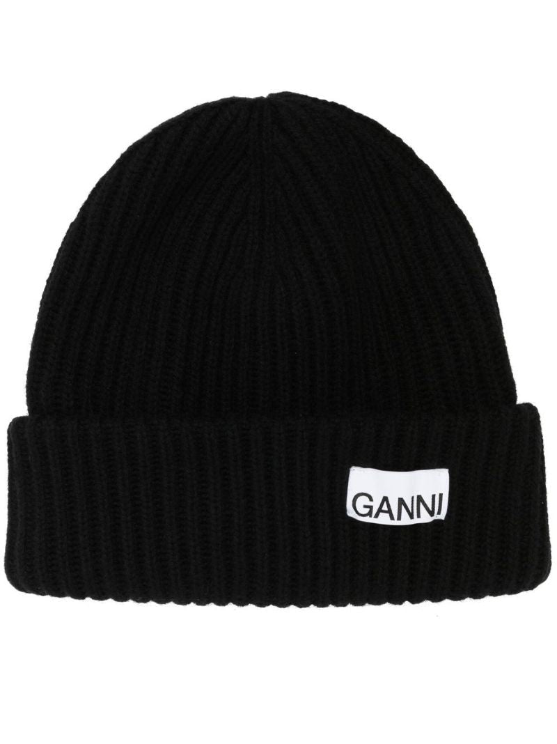 Black Ribbed Knit Beanie Hat