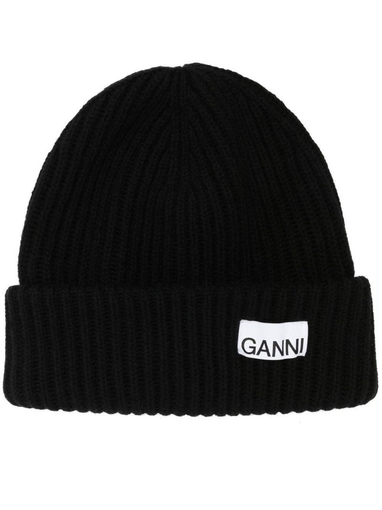 Black Ribbed Knit Beanie Hat