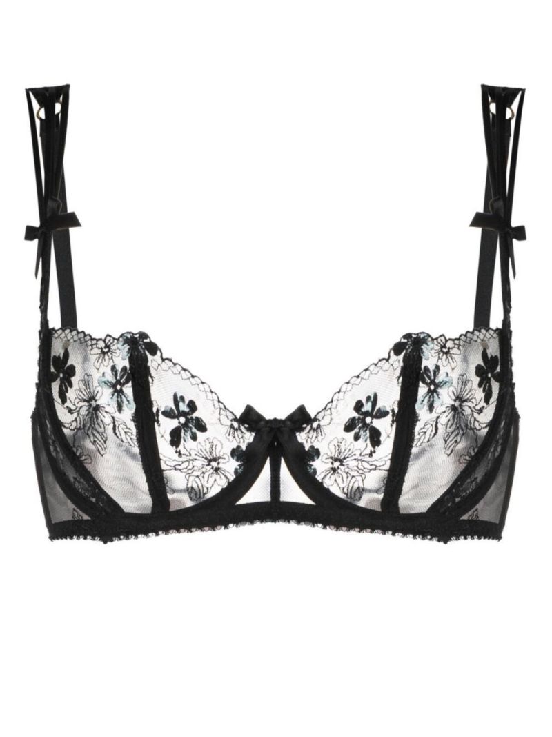 Black Skylee Embroidered Lace Bra
