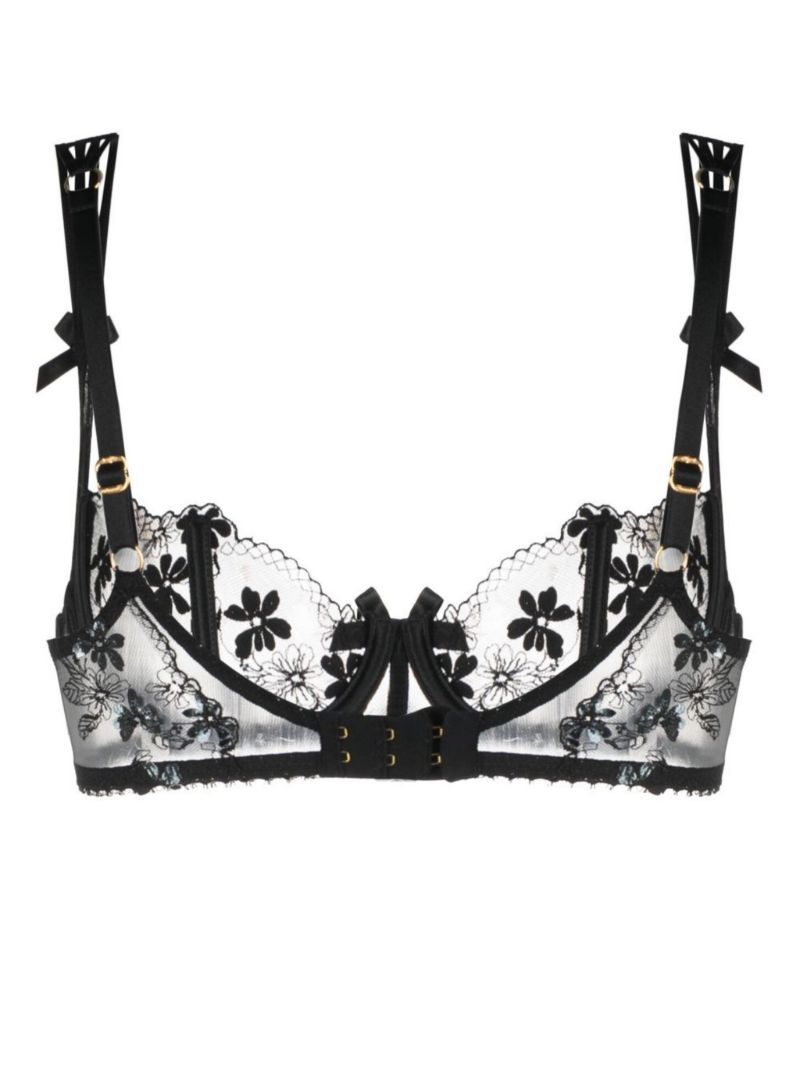 Black Skylee Embroidered Lace Bra