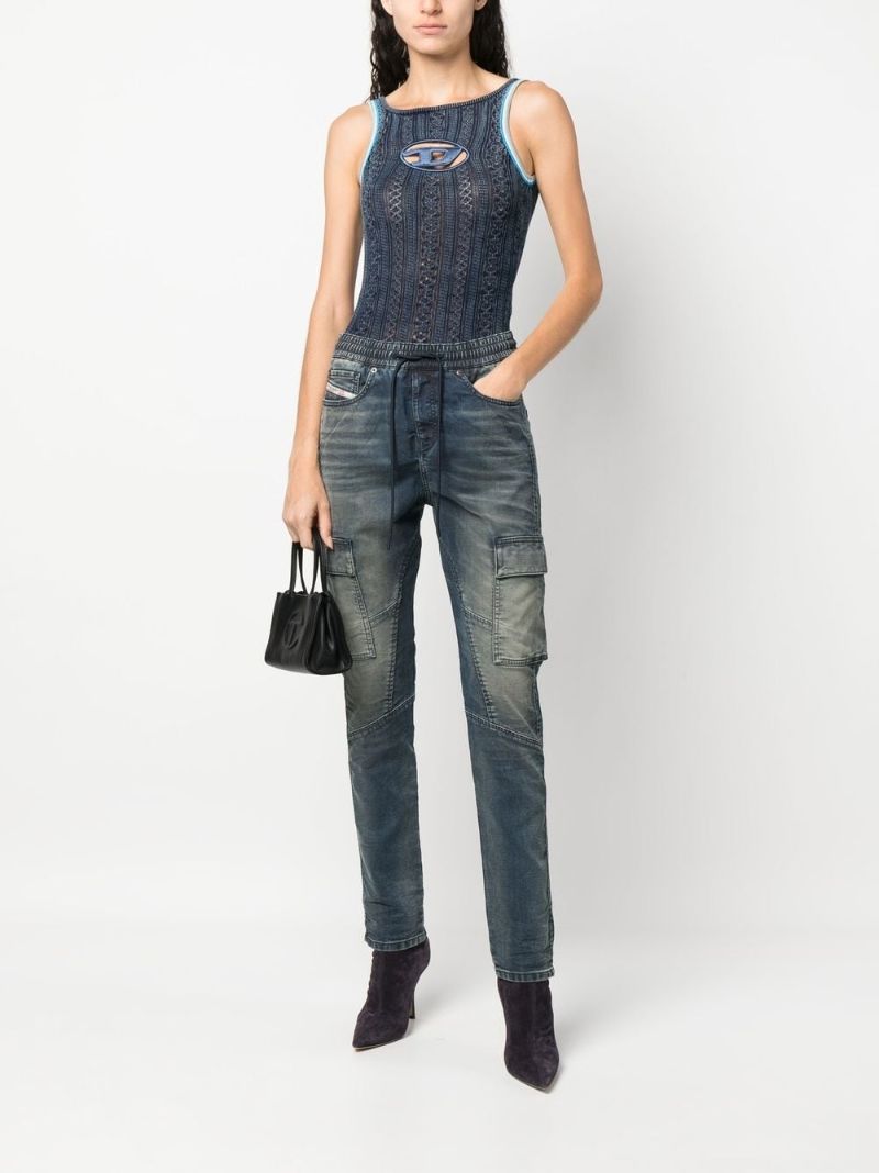Blue Cut-out Knitted Bodysuit