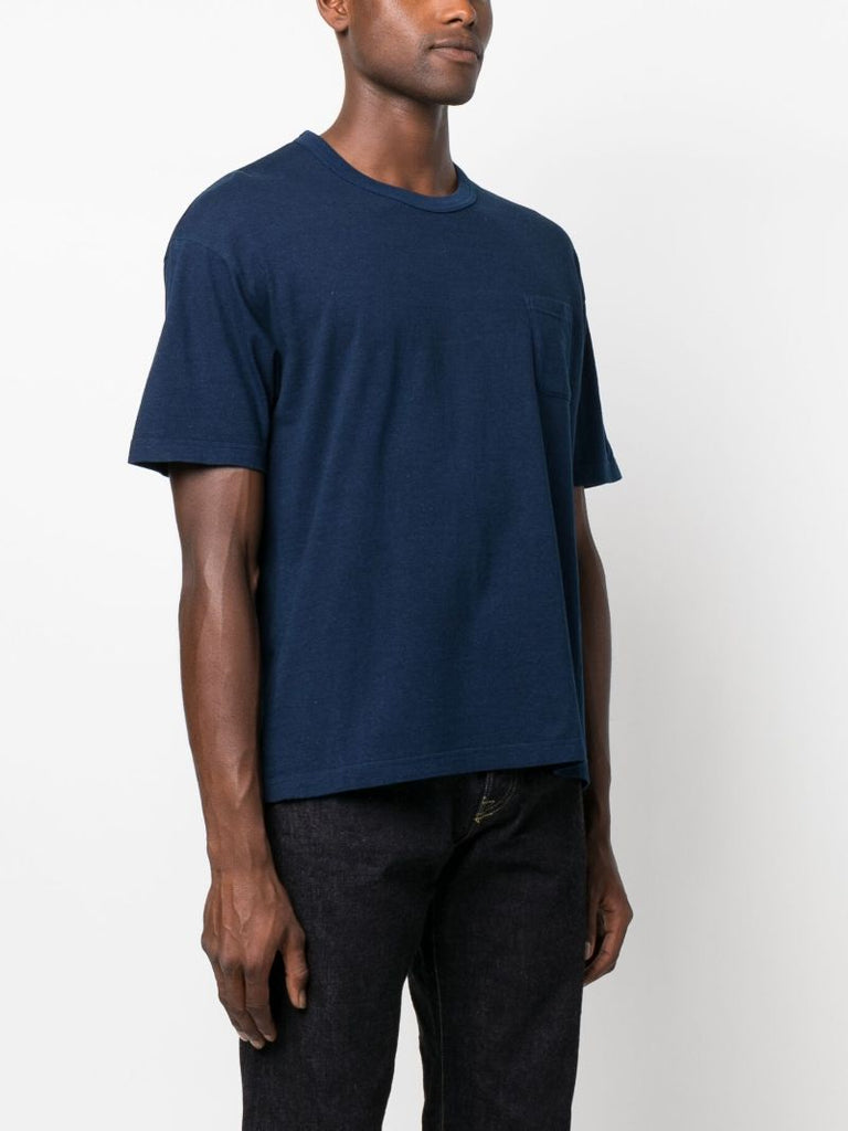 Blue Patch-pocket Cotton T-shirt