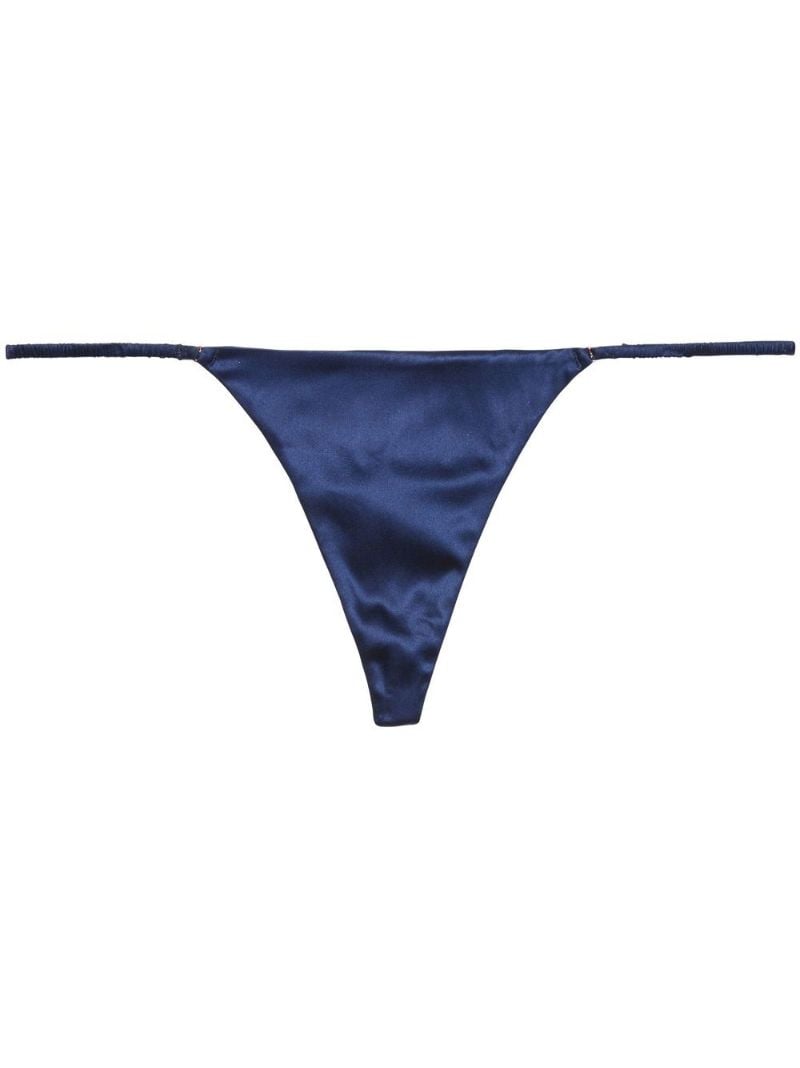 Blue Chain Detail Stretch Silk Thong
