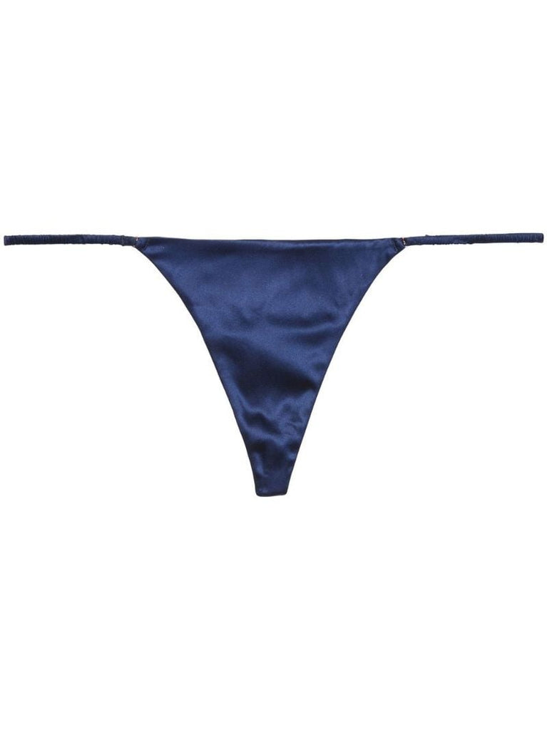 Blue Chain Detail Stretch Silk Thong