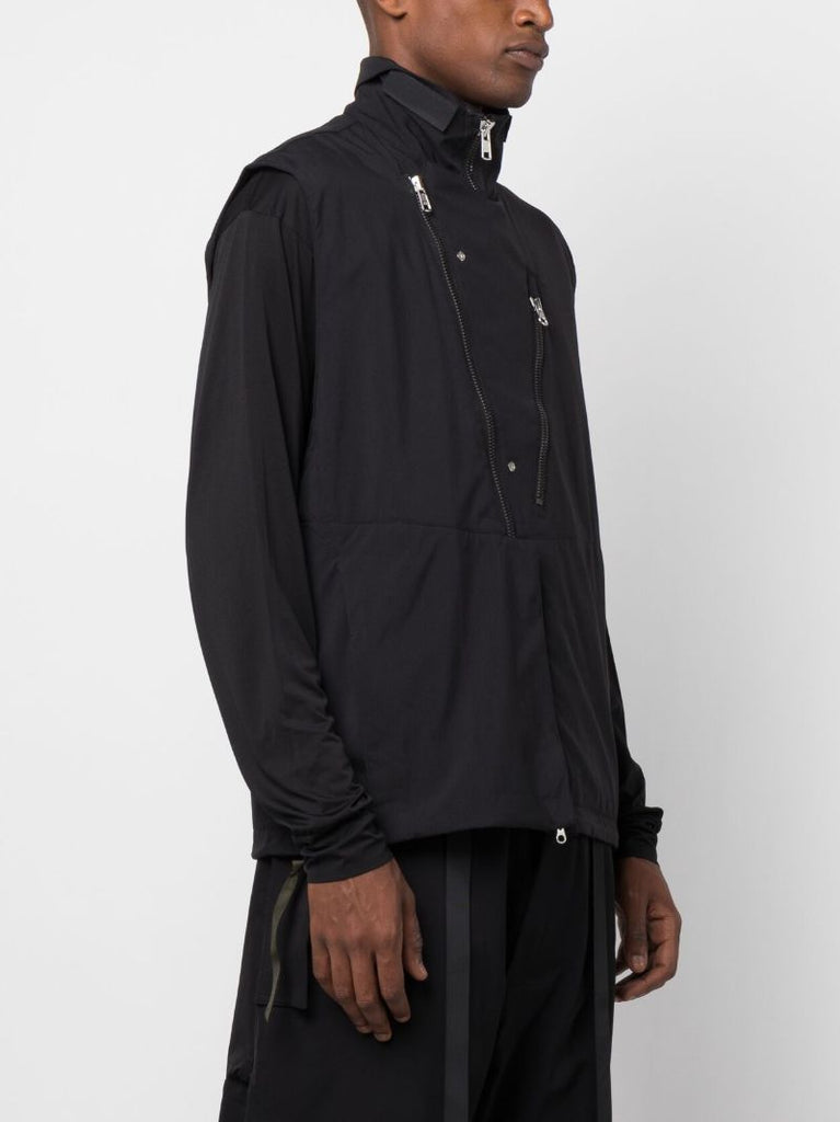 Black Rider Layered Zipped Gilet