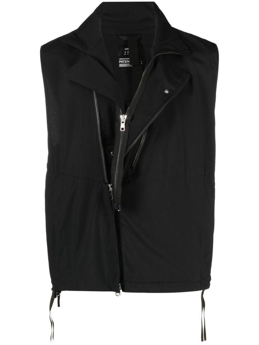Black Rider Layered Zipped Gilet