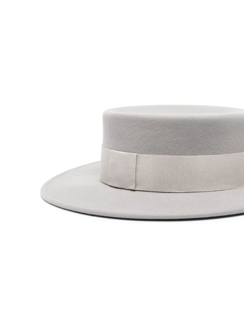 Grey Kiki Wool Felt Canotier Hat