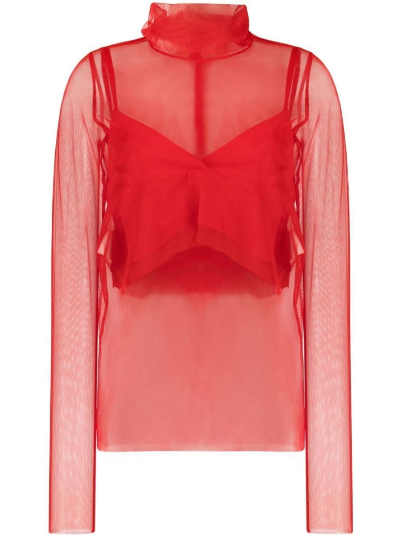 Red Layered Long Sleeve Top