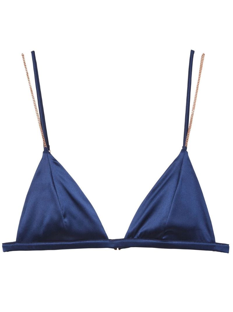 Blue Stretch Silk Triangle Bra