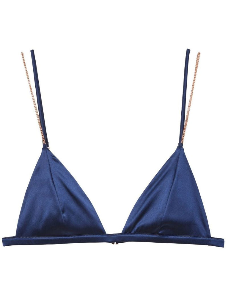 Blue Stretch Silk Triangle Bra