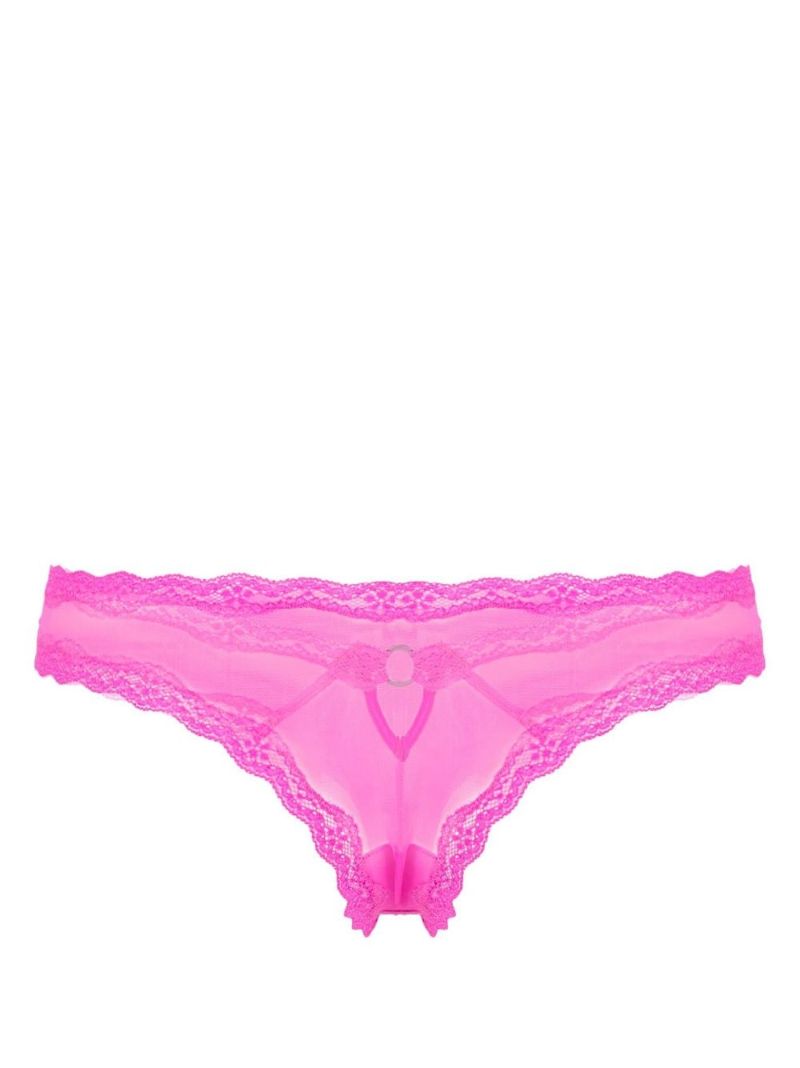 Pink Sheer Lace Thong