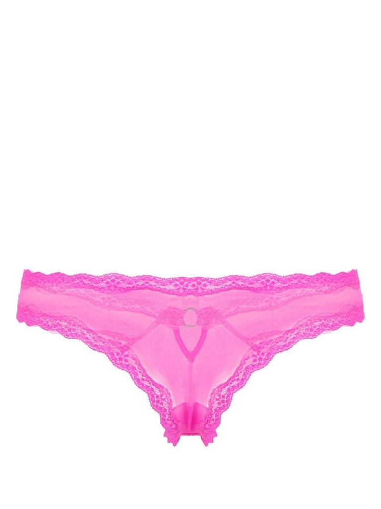 Pink Sheer Lace Thong