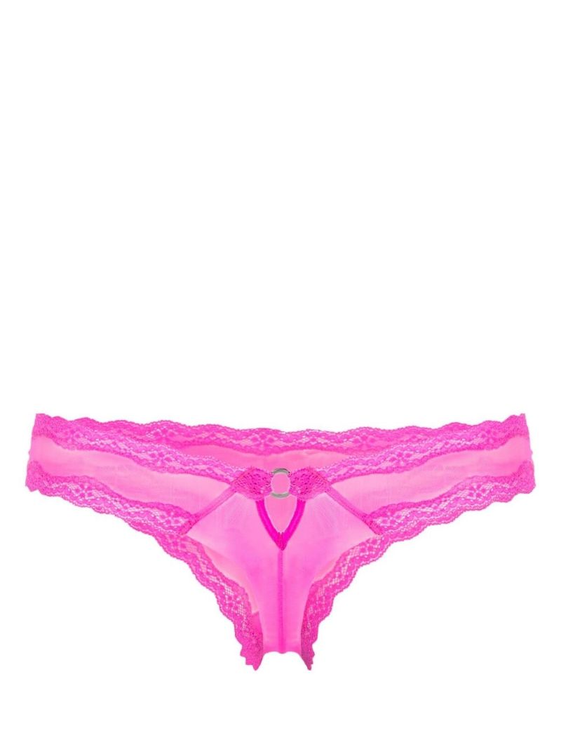 Pink Sheer Lace Thong