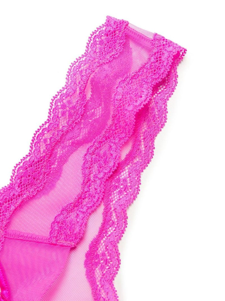 Pink Sheer Lace Thong